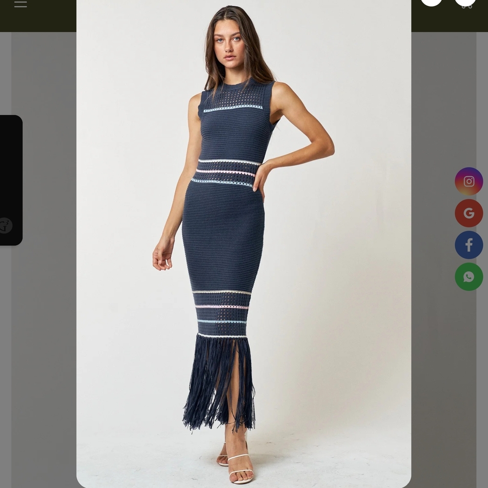 Elegant Navy Fringe Dress